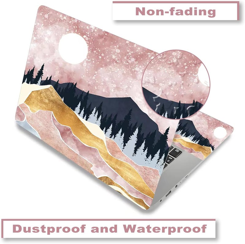 ARTSO 15.6 inch Laptop Notebook Skin Sticker Universal Soft Art Cover Decal Fits 12 13 13.3 14 15 15.4 15.6 inch Laptop Protector,Easy to Apply, Reusable, Pink Abstract Mountain - Image 3